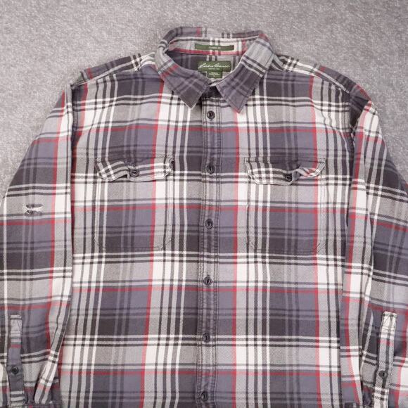 Eddie Bauer Classic Fit Plaid XL Multicolor Long Sleeve Collared Flannel Shirt - Picture 7 of 10